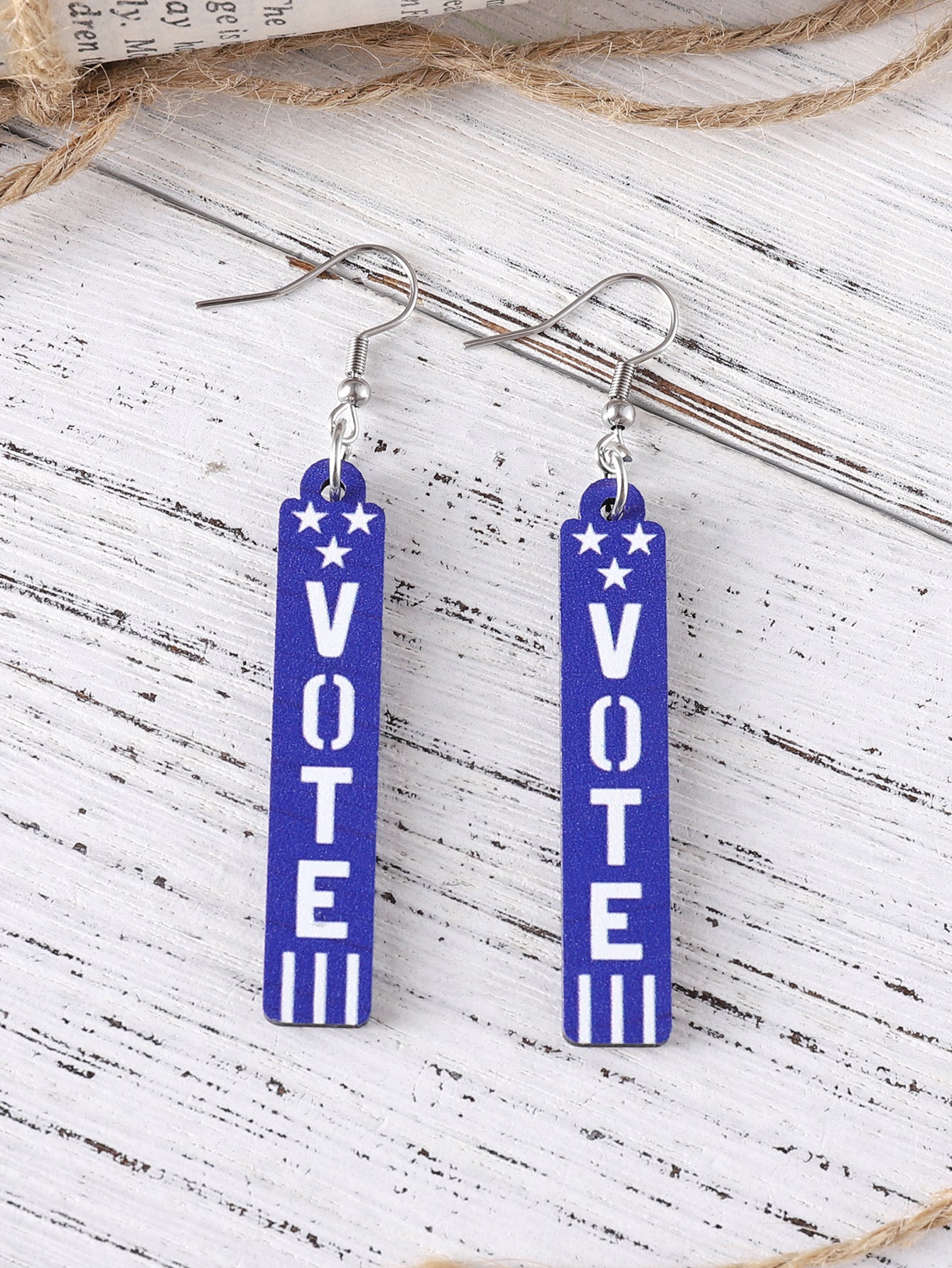 Wholesale Independence Day Personalized Double Sided Round Wooden Chip Earrings
